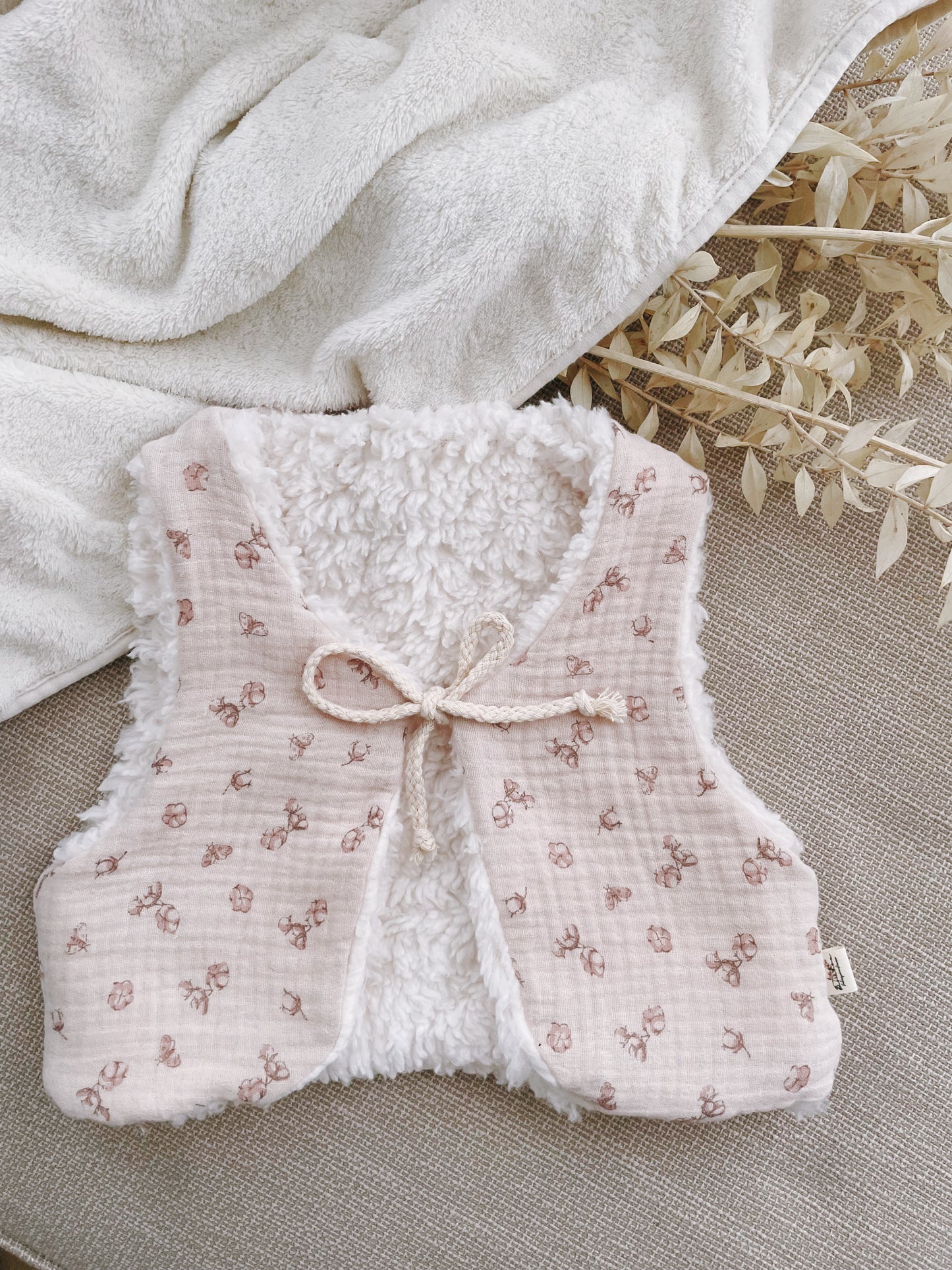 Gilet Berger réversible - coton rose ♡